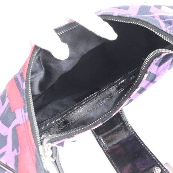 Fendi Leather Canvas Logo Shoulder Bag Purple Pink Black - Picture 7 of 9